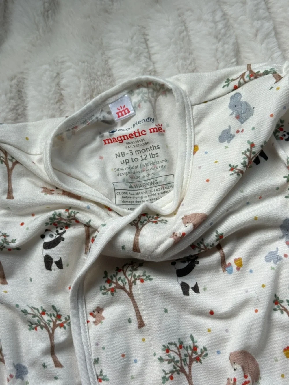 Magnetic Me Cream Woodland Animal Swaddle Gown and Hat - Unisex Kids Pajamas